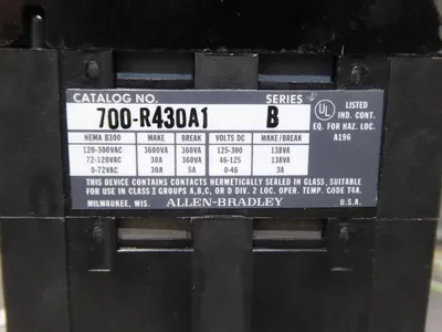 Allen Bradley 700-R430A1 Electrically Held Relay Type R Series B 300VAC/DC Used