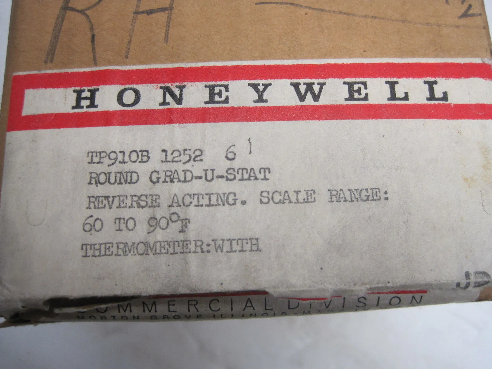NEW HONEYWELL TP910B-1252-6 ROUND GRAD-U-STAT TP910B12526