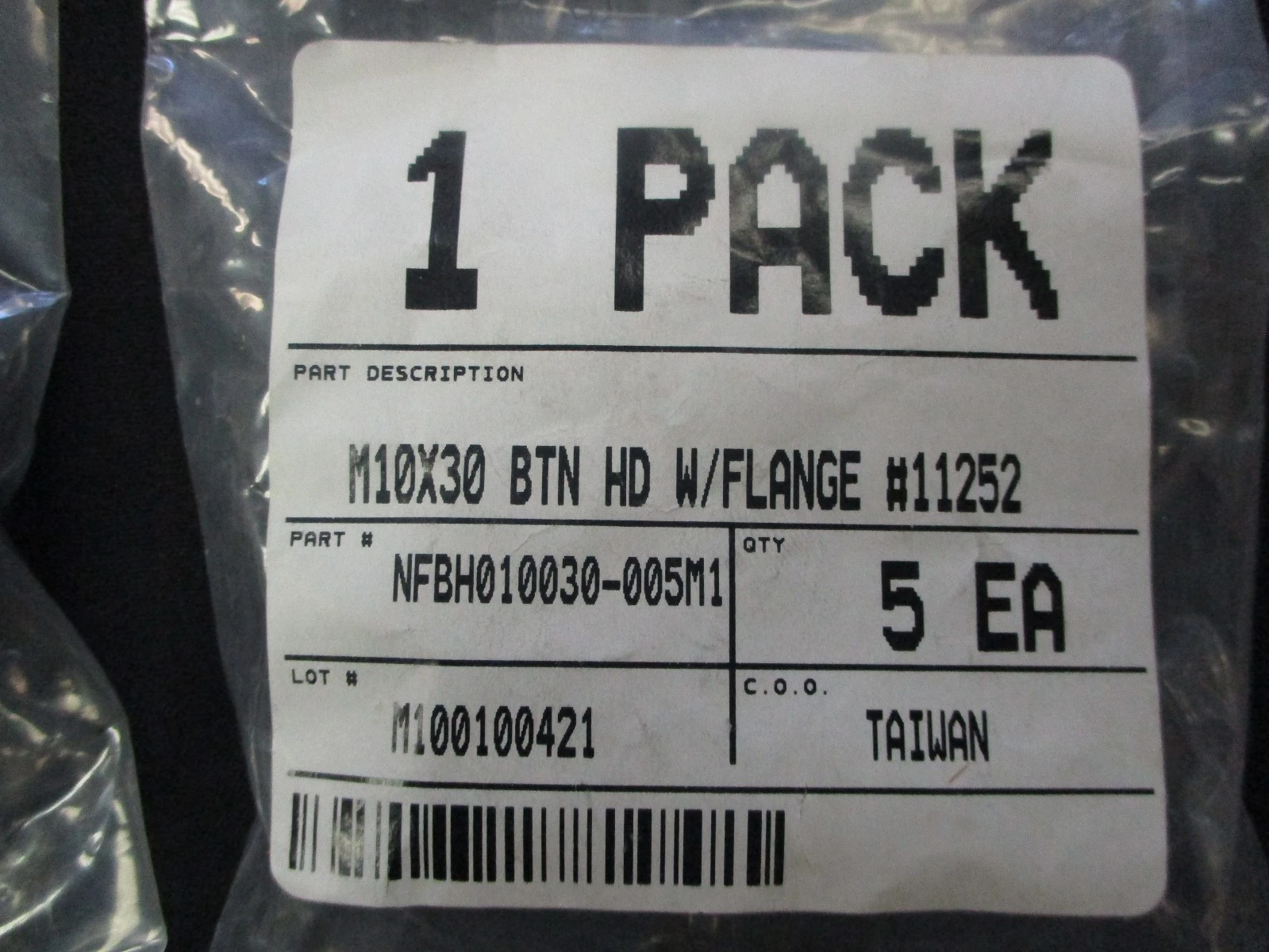 Unused NFBH010030-005M1 Bolts with Flange (QTY 7)