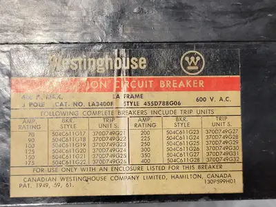 USED WESTINGHOUSE LB3400F