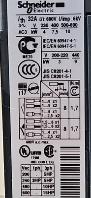 Schneider LC1D18BL Contactor. Loc4D-26