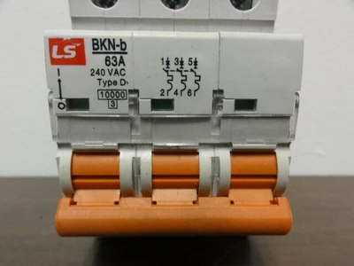 LS Breaker Model BKN-b, 63A, 3-Pole, 240 VAC, Type: D