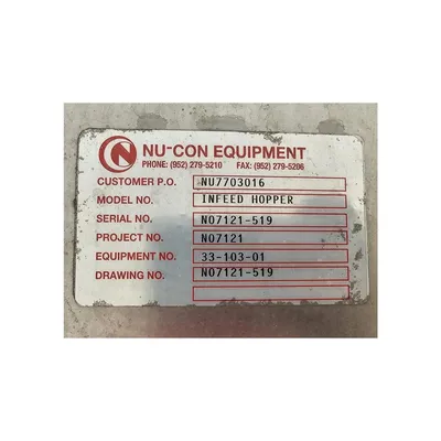 Used Nu-con Stainless Steel Dry Storage Hopper Bin - 50 Cu/Ft
