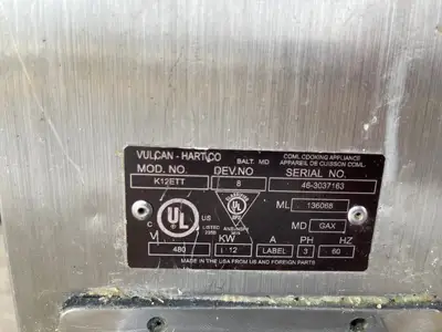 Used Vulcan Used 2021 Vulcan K12ETT 12 Gallon Tilting Electric Steam Jacketed Kettle 480V 3PH - TH2 Cooking Kettles Illinois US | Falcon Restaurant Supply #1374930