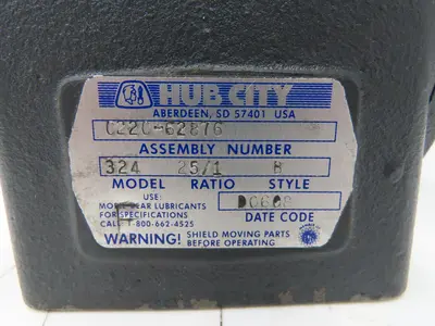 Hub City 324 Worm Gearbox 25:1 Reducer 70rpm 143TC LH Output Style B 0220-62876