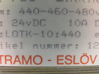 Tramo Type LOTK-10:440 Transformer Pri 440-440-460-480V Sec 24VDC 10VDC 50/60HZ