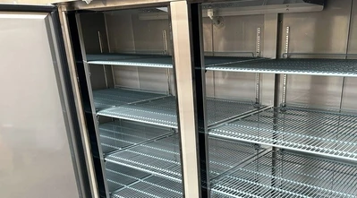 171-0057 82” Stainless Steel Self Contained 3 Door Reach in Cooler