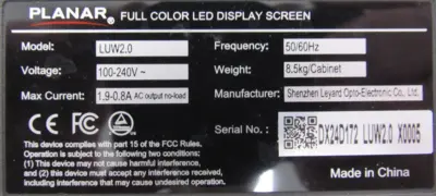 NEW PLANAR 998-3858-03 FULL COLOR LED DISPLAY LUW2.0 002LUW21400R00 998385803