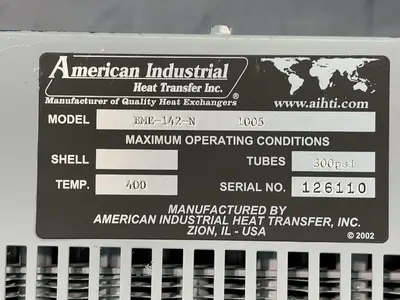 USED 2002 AMERICAN INDUSTRIAL HEAT TRANSFER INC BME142N 1005