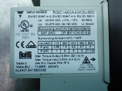 New | in-Stock CARLO GAVAZZI RGC1A60A40KGUS80 Relays & Switches | HGR 24 #739770