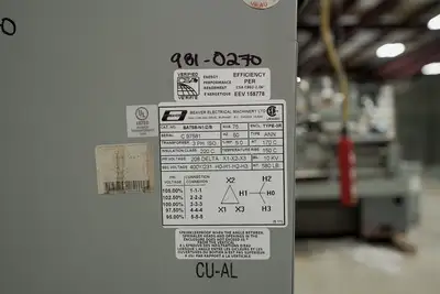 75 KVA 208D to 400Y/231V Isolation Transformer