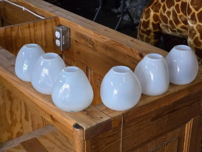 Lot of (6) Handblown Art Glass Table Vases by Holmegaard 4" x 4" (white) (rounded triangle)