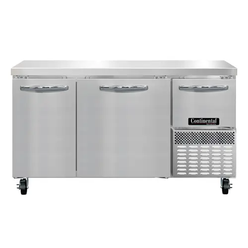 Continental RA60N 60" Worktop Refrigerator W/ (3) Sections, 115v