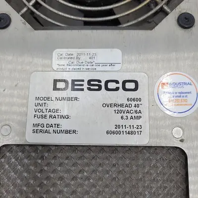 Used DESCO DESCO: 60600 - CHARGEBUSTER® OVERHEAD IONIZER WITH LIGHTS, 3-FAN, 120VAC Electronic Component Fans | ND Industrial Surplus #1225840