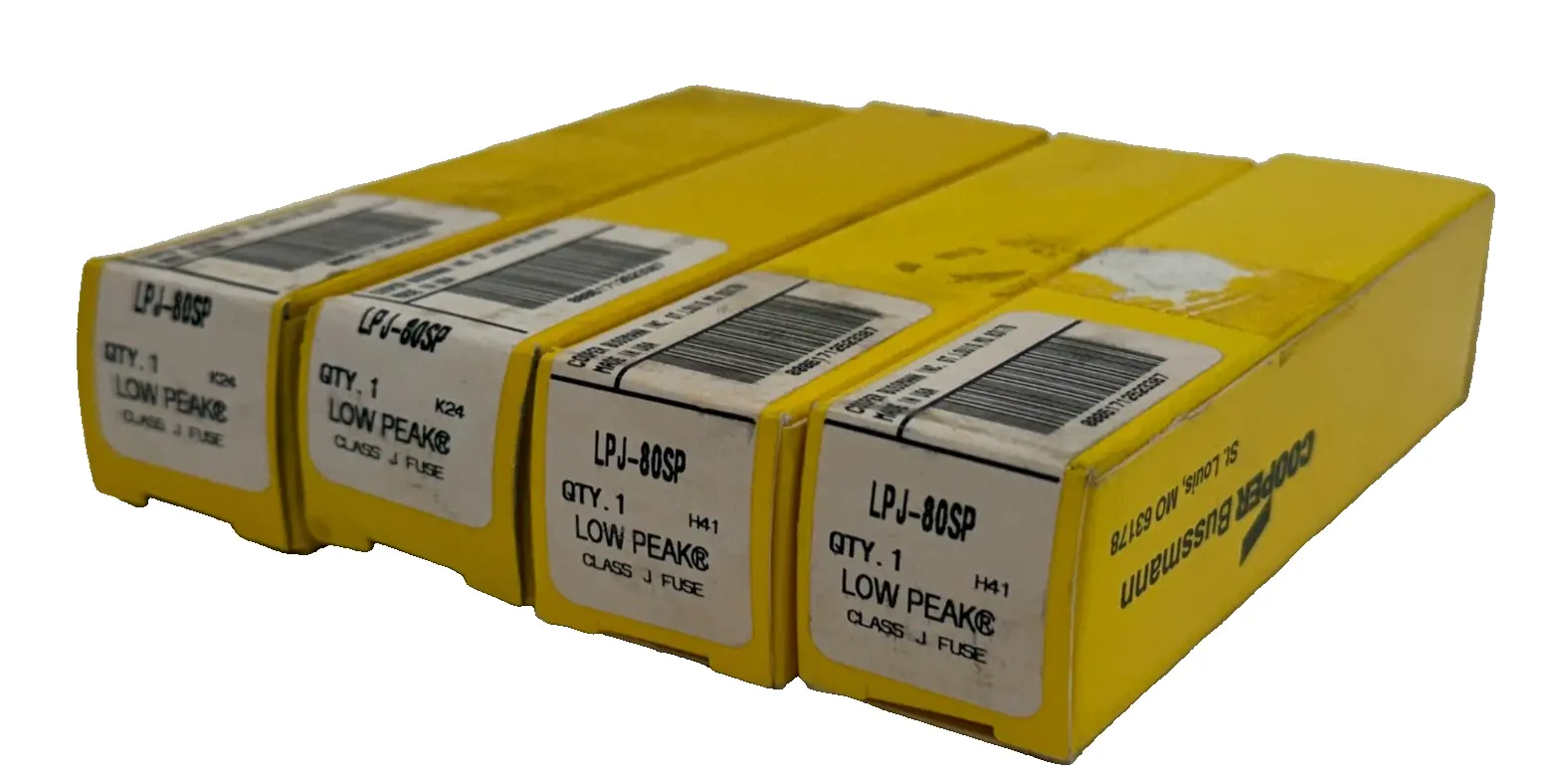 NEW LOT OF 4 BUSSMANN LPJ-80SP LOW PEAK FUSES LPJ80SP