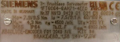 NEW SIEMENS 1FT6064-6AH71-4EE0 SERVO MOTOR 1FT60646AH714EE0
