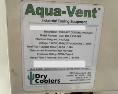 Dry Coolers Industrial Cooling System Package