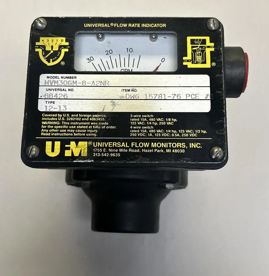 New | in-Stock UNIVERSAL FLOW MONITORS WVM30GM-8-A2NR Indicators Ohio US | Surplus Asset Holdings #1246546