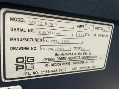 Used 1999 OGP Basic Bench Comparators California US | Wheeler Machinery Sales #1405129