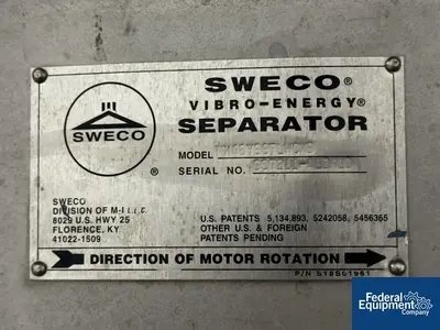 USED SWECO 48" Sweco Screen, Single Deck< model MX48Y88TLWOXB