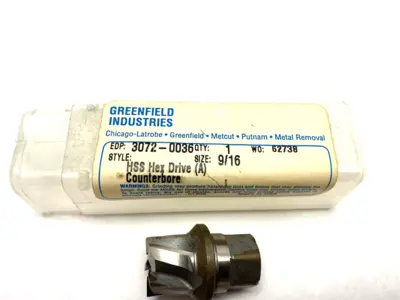 USED GREENFIELD METCUT HEX DRIVE COUNTERBORE MILL TIP 9/16"