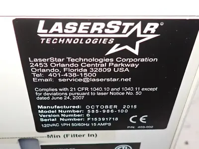 USED 2015 LASERSTAR TECHNOLOGIES CORPORATION 585986100