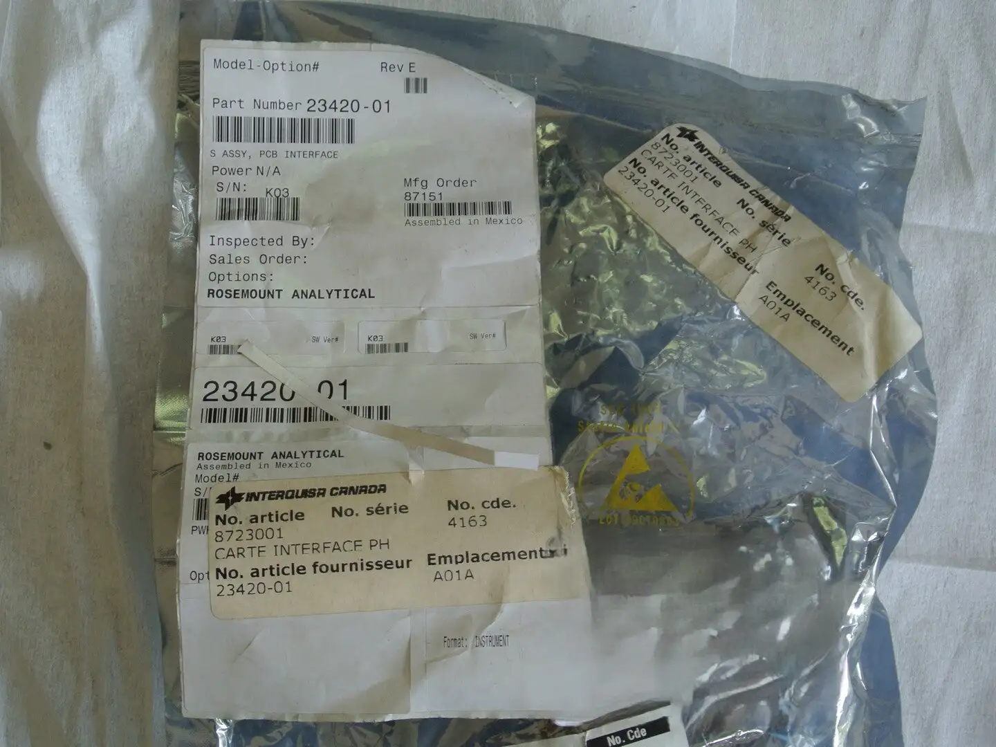 New | in-Stock ROSEMOUNT ANALYTICAL 23420-01 Misc Electrical & Power Parts British Columbia CA | Lenmark #1743382