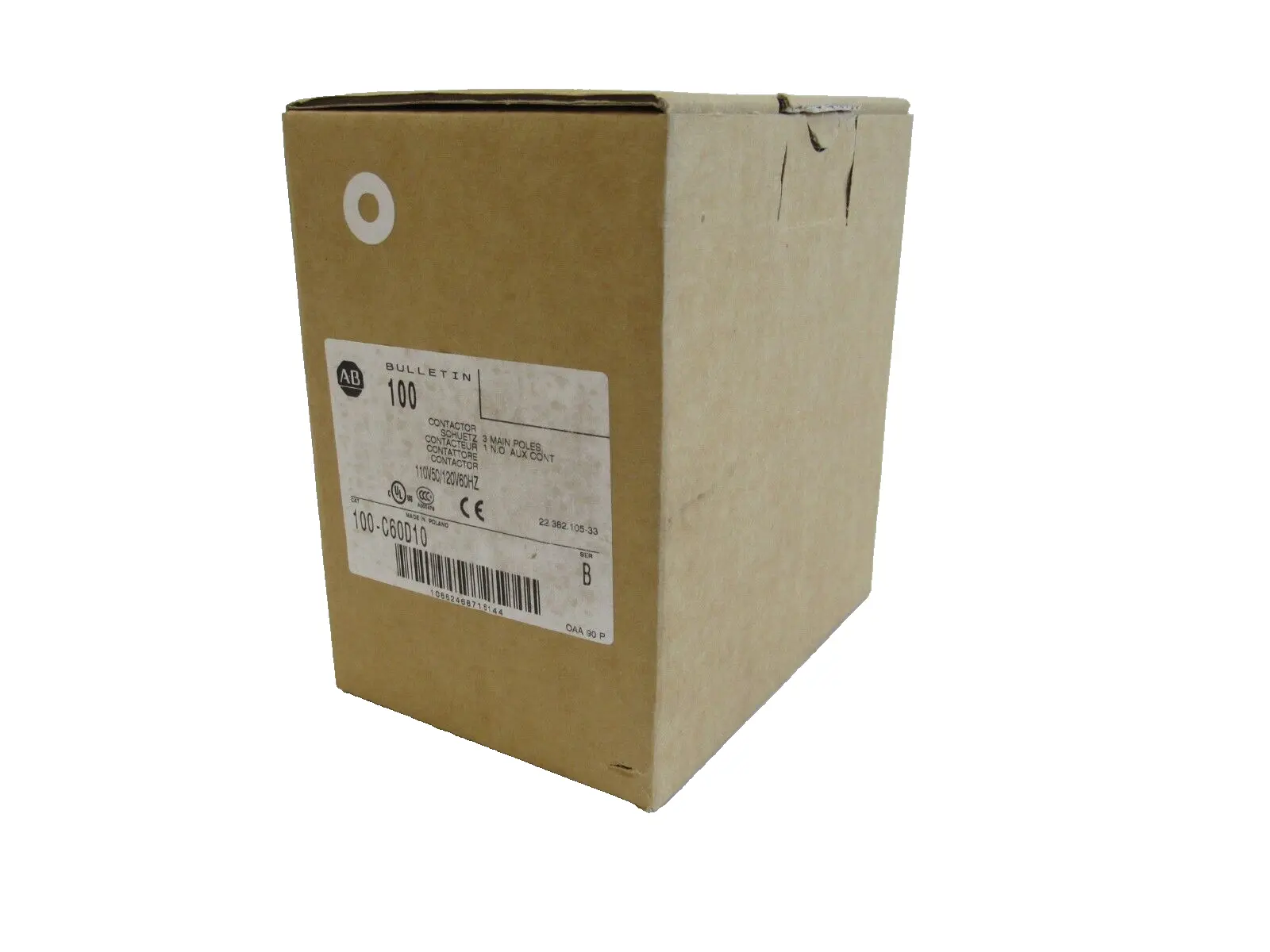 ALLEN BRADLEY 100-C60D10 CONTACTOR SER. B 100C60D10 NEW, SURPLUS