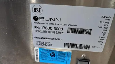 USED BUNN H5X-60-208