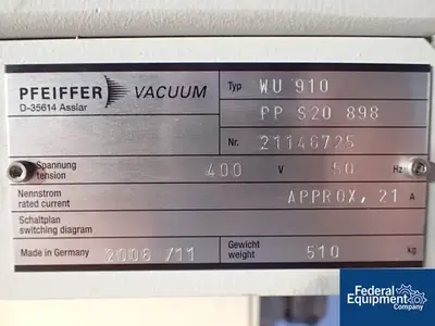 USED Pfeiffer Vacuum Pfeiffer Vacuum Pump Skid with Booster, 123 CFM