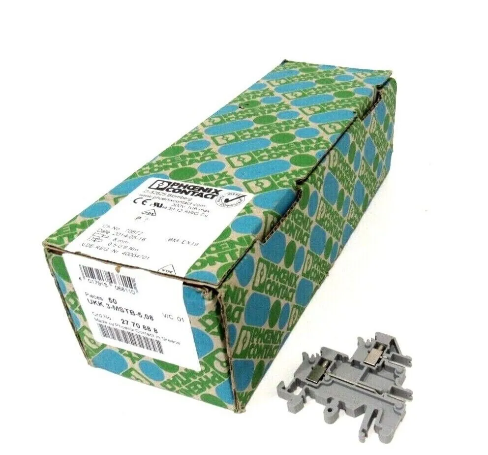 LOT OF 50 NEW PHOENIX CONTACT UKK 3-MSTB-5,08 TERMINAL BLOCKS UKK3MSTB508