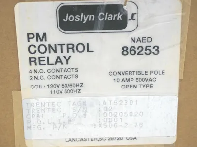 NEW JOSLYN CLARK X5U6-2-76 PM CONTROL RELAY X5U6276