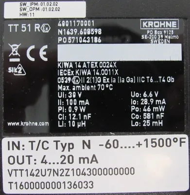 NEW KROHNE TT 51 R TEMPERATURE TRANSMITTER TT51R