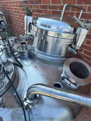 USED PRECISION STAINLESS 500 LITER STAINLESS STEEL JACKETED REACTOR  W/ 0.5 HP MIXER