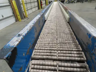 New London Engineering 7.5"x16' Plastic Roller Belt Accumulating Conveyor 30 FPM