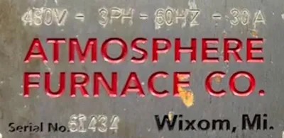 ATMOSPHERE FURNACE COMPANY Temper Furnace Batch Temper, Gas-Fired | Heat Treat Equipment Co. (9)