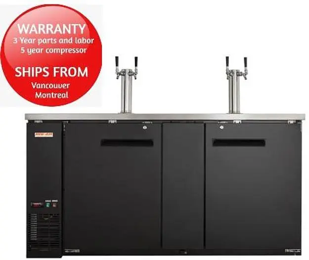 New Air NBD-69-SB 69″ Double Door Beer Dispenser Refrigerator With Double Tab Tower