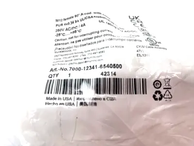 New | in-Stock Murrelektronik Single End M12 female 90° A-cod. Cable Cable & Wire Michigan US | Maverick Industrial Sales #1393064