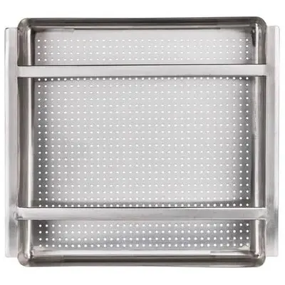 19 1/2" x 19 1/2" x 4" 18-Gauge Stainless Steel Scrap / Pre-Rinse Basket with St