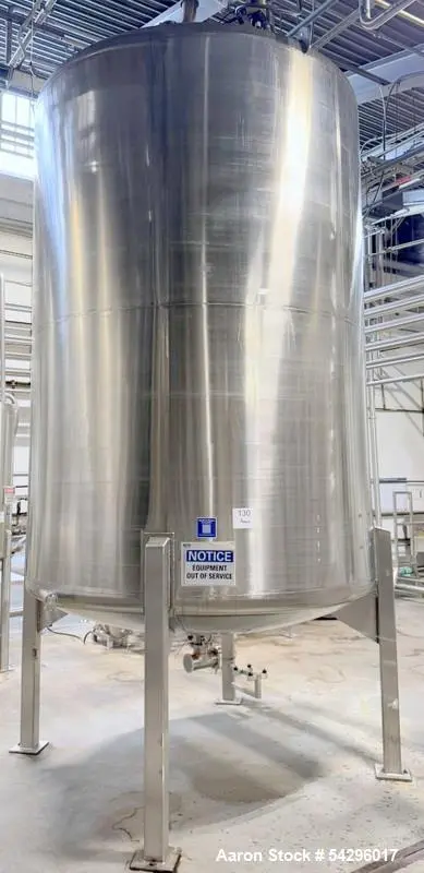 Used 3,200 Gallon Stainless Steel Tank – Vertical Dished Vessel with Multiple Po