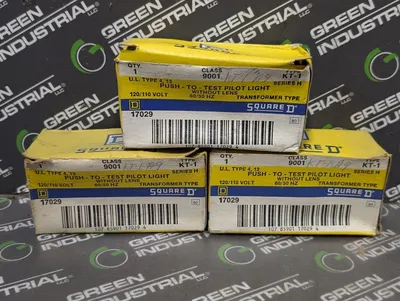 Lot of 3 Square D 9001 KT-1-A9 Amber Push-To-Test Pilot Lights New NIB
