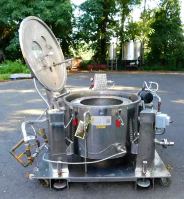 Sanborn 30 x 16 sanitary perforate basket centrifuge, 316L SS.