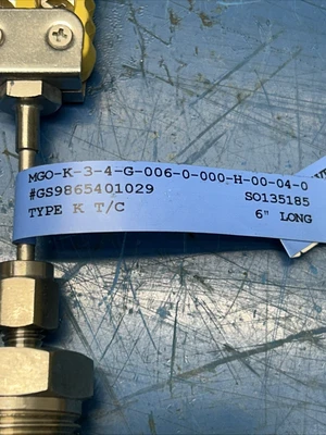 (4) New Thermocouple Pyrocom Type K 6”L,1/8” SS Gro Male Plugs P/N 1-K-27-6-GM