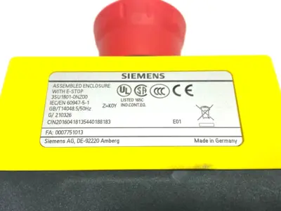 USED SIEMENS SIRIUS ACT PLASTIC EMERGENCY STOP HOUSING ASSEMBLY
