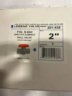 Legend Valve 201-438 2″ PVC Compact Manual Weld End Ball Valve S-602 -NIB
