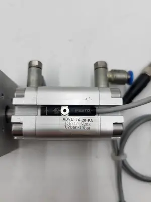 Used FESTO FESTO CYLINDER PUSH ADVU-16-20-PA MOUNTED ON ALUMINUM BASE Cylinders | ND Industrial Surplus #1216638