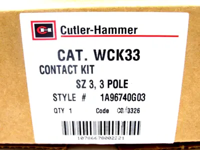 NEW CUTLER HAMMER WCK33 CONTACT KIT SIZE 3 , 3 POLE