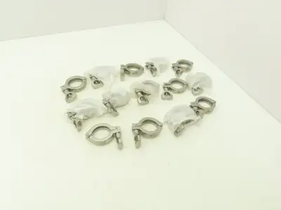 1-1.5 Steel Bolted Sanitary Clamp 304SS 1" to 1-1/2" Pipe Lot of 14