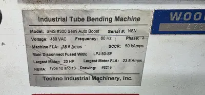 TECHNO INDUST. SMS300 CNC TUBE BENDER Tube Machy-Tube/Pipe Benders | Asset Exchange Corporation (9)