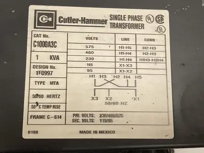 Used EATON C1000A3C Miscellaneous Equipment (Electrical & Power) | Surplus Asset Holdings #1192857